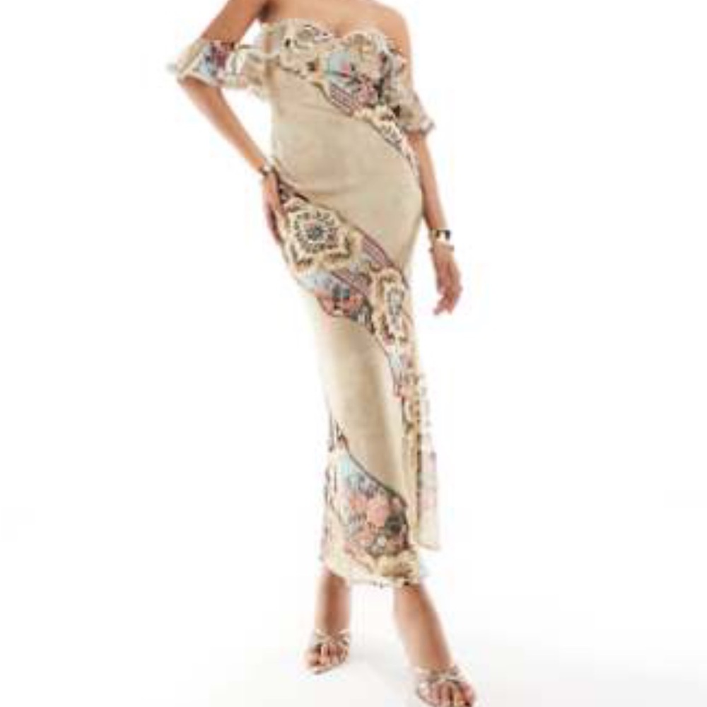ASOS Cream and Pink Maxi Dress